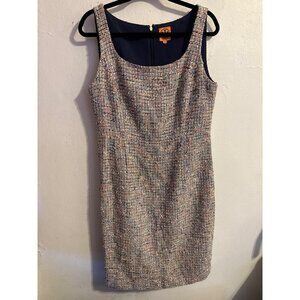 Tory Burch Emma Knotted Tweed Sleeveless Midi Lined Dress Size 12